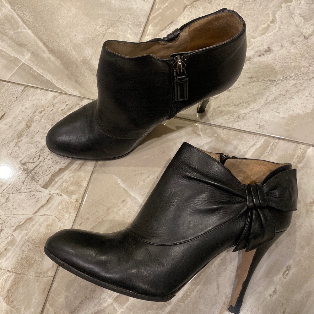 Valentino Leather Bow Accent Ankle Boot